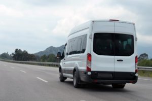 Sprinter driving by the mountains