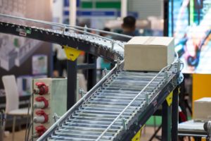 Box on a conveyor