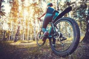 Woman riding mountain bike