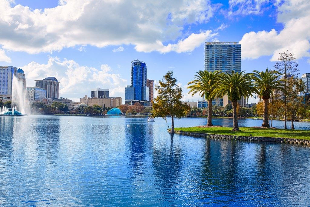 lake and city view in florida