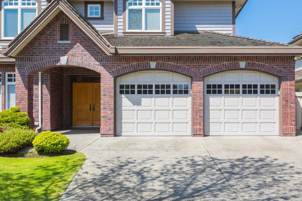 white garage doors of a house