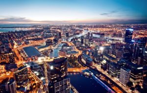 A view of Melbourne at night