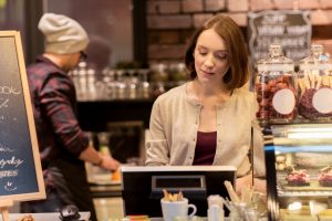 a woman placing the order