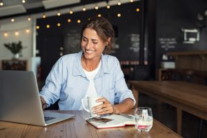 woman working on her laptop