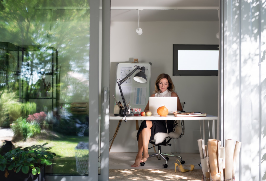 business woman at home in her modern home office